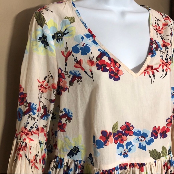Women’s Jane and Delancey Floral Print V Neck Ruffle Hem Long Sleeve Top Size S - Picture 4 of 6